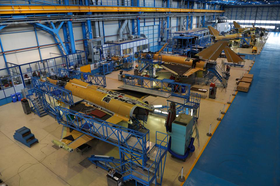 A view of the final assembly line of the Eurofighter - Turin, Caselle